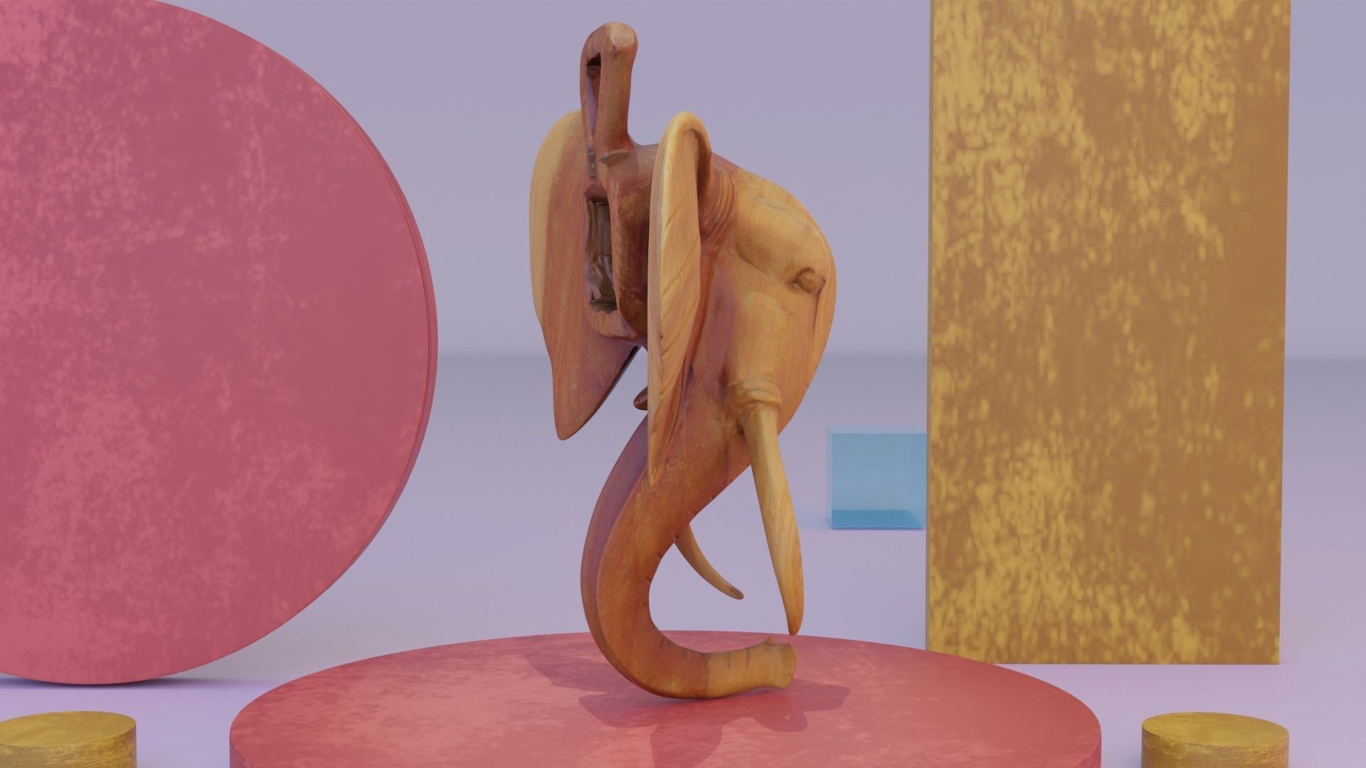 Elephant head wall decor Low-poly 3D model_5