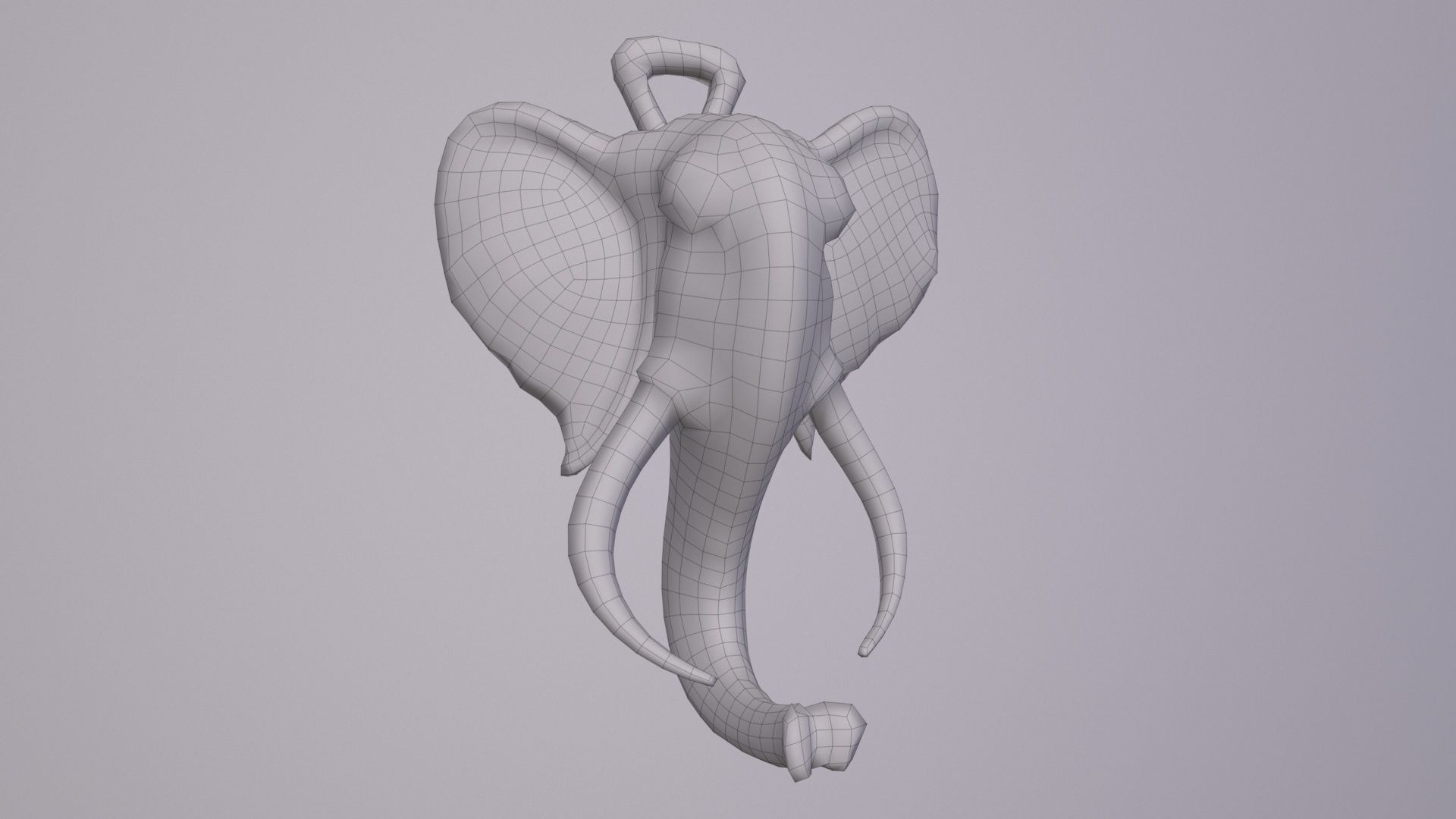Elephant head wall decor Low-poly 3D model_25