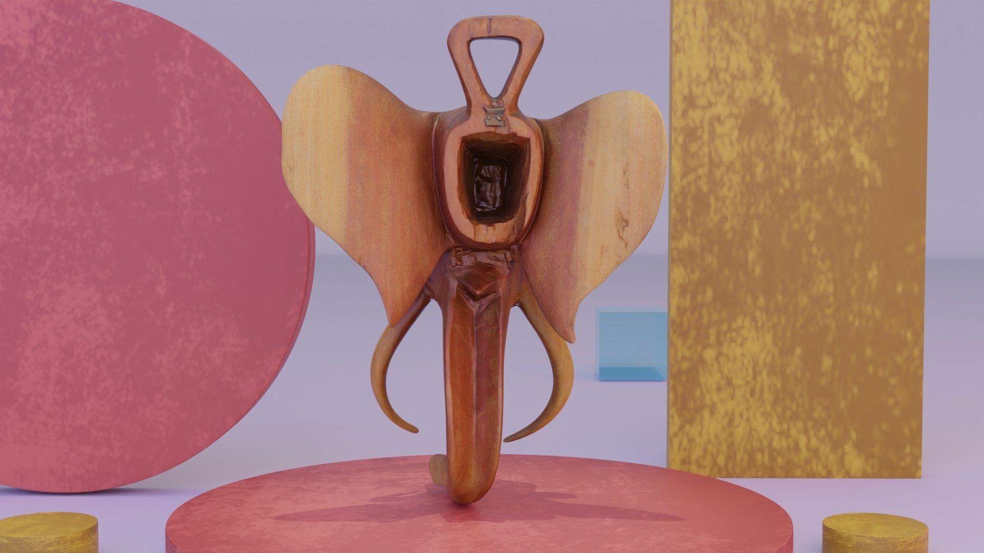 Elephant head wall decor Low-poly 3D model_7