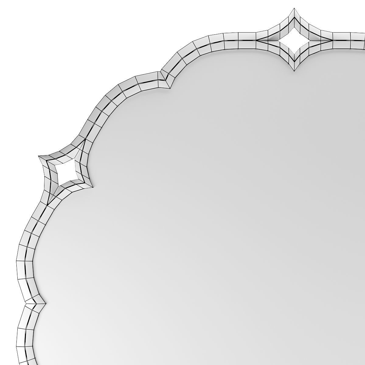 Mirror 4 round gold 3D model_4