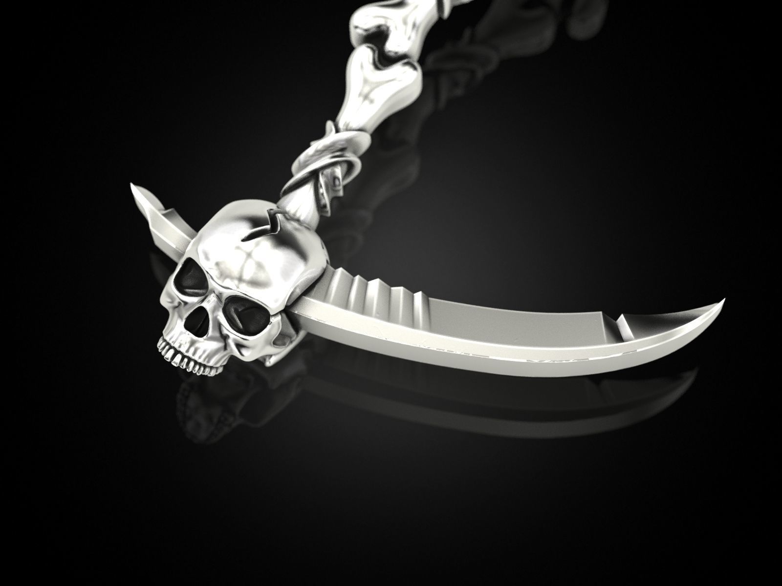 Death scythe pendant 3D print model_4