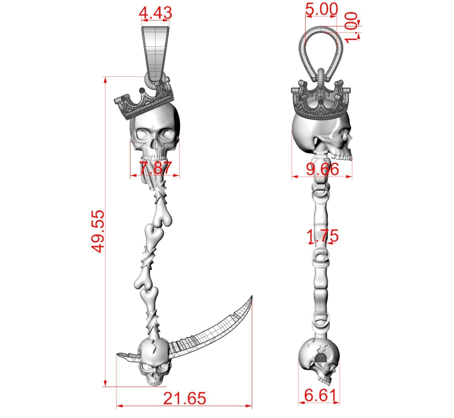 Death scythe pendant 3D print model_7