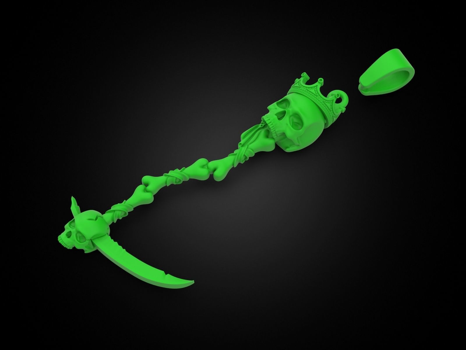 Death scythe pendant 3D print model_6