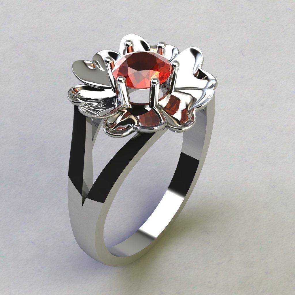 Flower Ring 3D print model_7