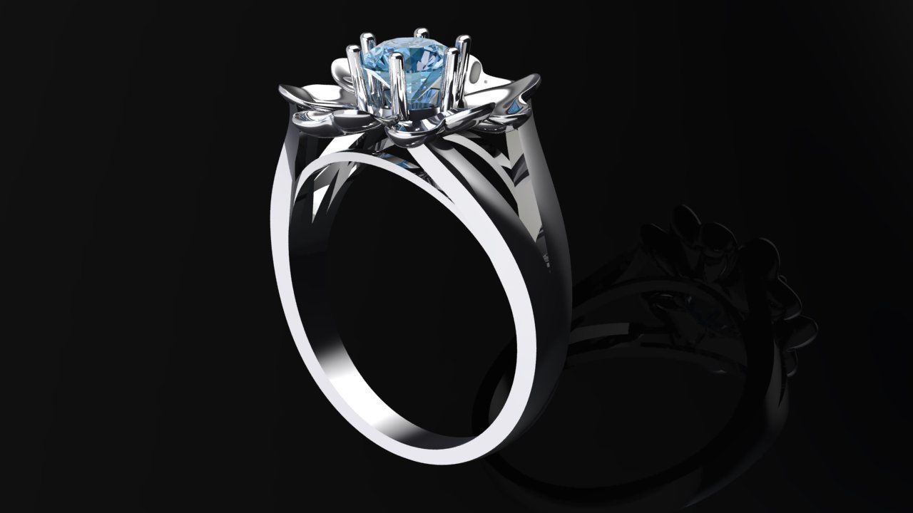 Flower Ring 3D print model_2