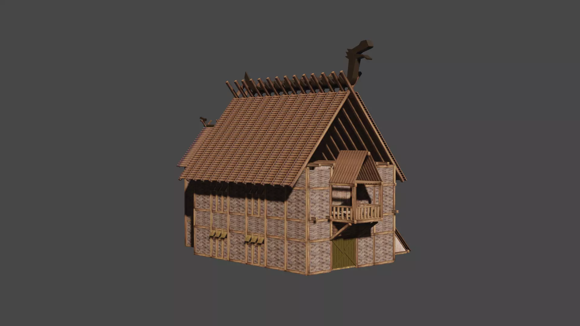 Viking Low Poly Caban Free low-poly 3D model_0