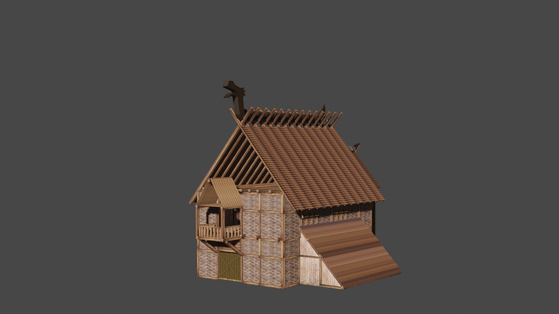 Viking Low Poly Caban Free low-poly 3D model_1