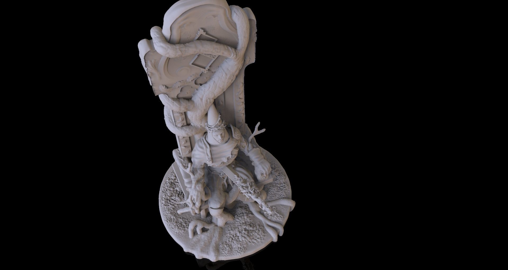 Blasphemous Fan Art Penitent One on Turned Throne 3D model_5
