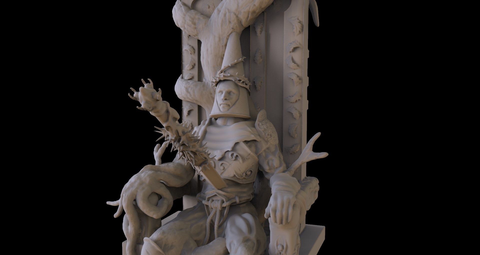 Blasphemous Fan Art Penitent One on Turned Throne 3D model_4