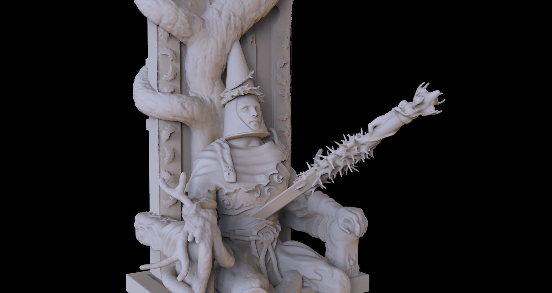 Blasphemous Fan Art Penitent One on Turned Throne 3D model_3