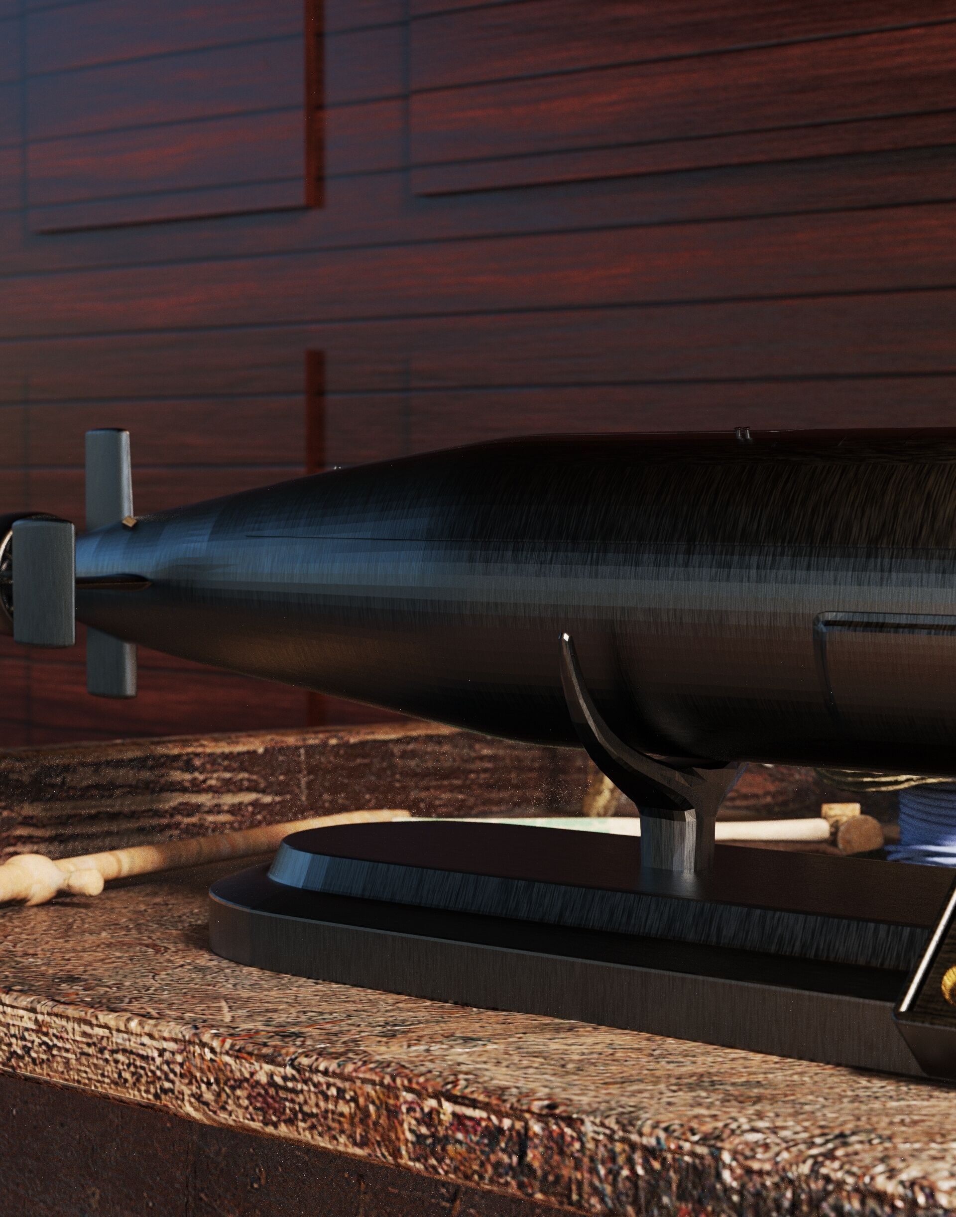 French Submarine SNLE 3D print model_7