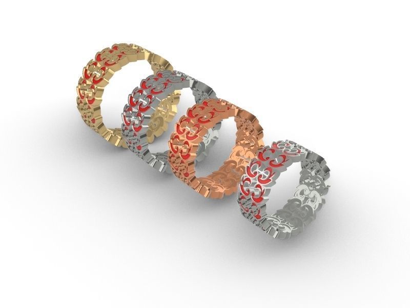 ornamental enamel ring 4 sizes stl verified 3D print model_25