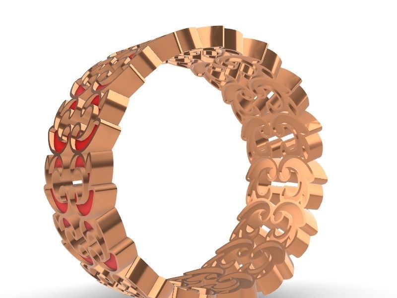 ornamental enamel ring 4 sizes stl verified 3D print model_20