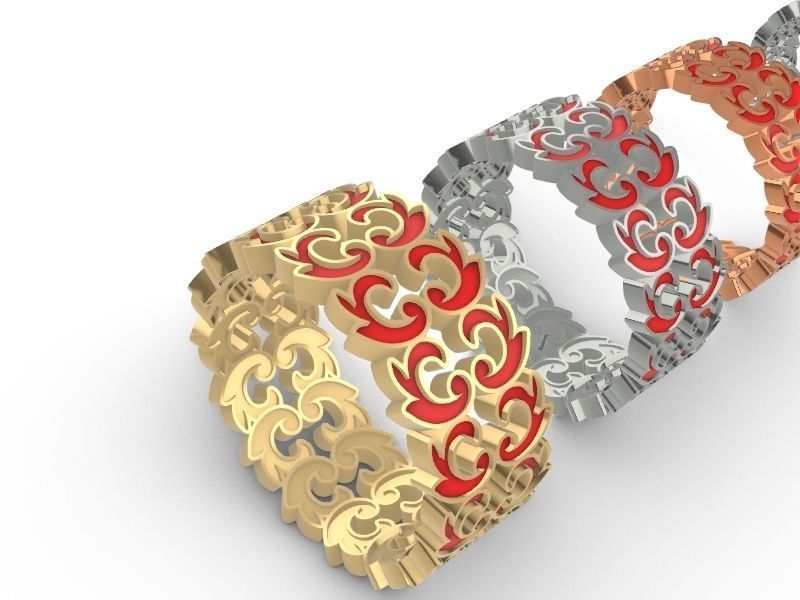 ornamental enamel ring 4 sizes stl verified 3D print model_26