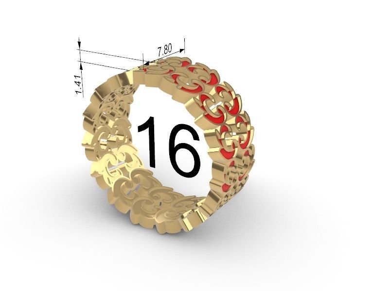 ornamental enamel ring 4 sizes stl verified 3D print model_9