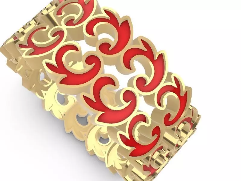 ornamental enamel ring 4 sizes stl verified 3D print model_0