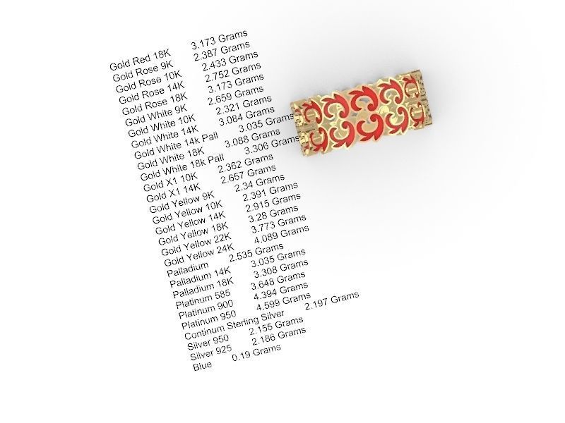 ornamental enamel ring 4 sizes stl verified 3D print model_4