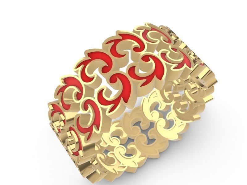ornamental enamel ring 4 sizes stl verified 3D print model_6