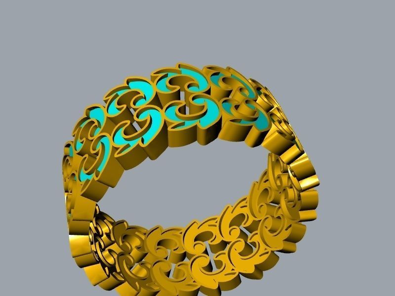 ornamental enamel ring 4 sizes stl verified 3D print model_15