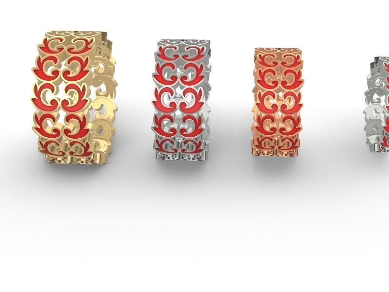 ornamental enamel ring 4 sizes stl verified 3D print model_24