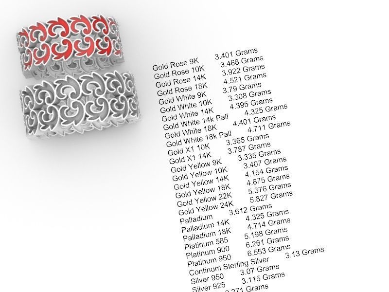 ornamental enamel ring 4 sizes stl verified 3D print model_30
