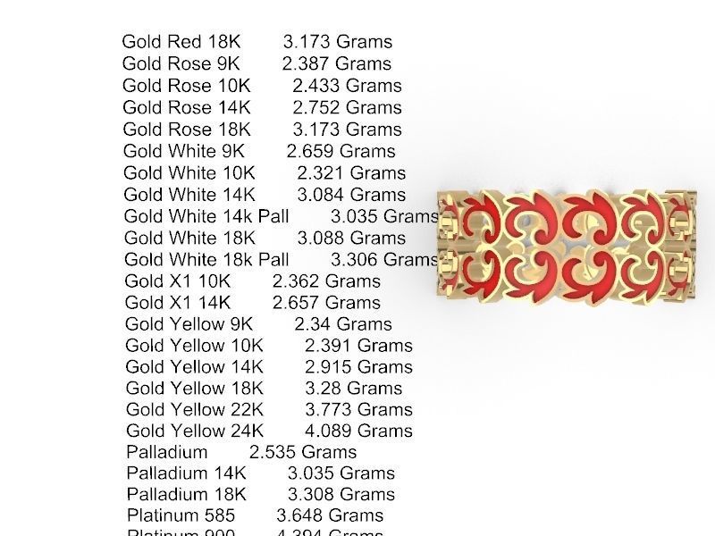 ornamental enamel ring 4 sizes stl verified 3D print model_5