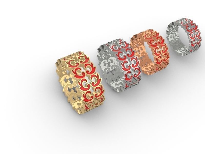ornamental enamel ring 4 sizes stl verified 3D print model_23