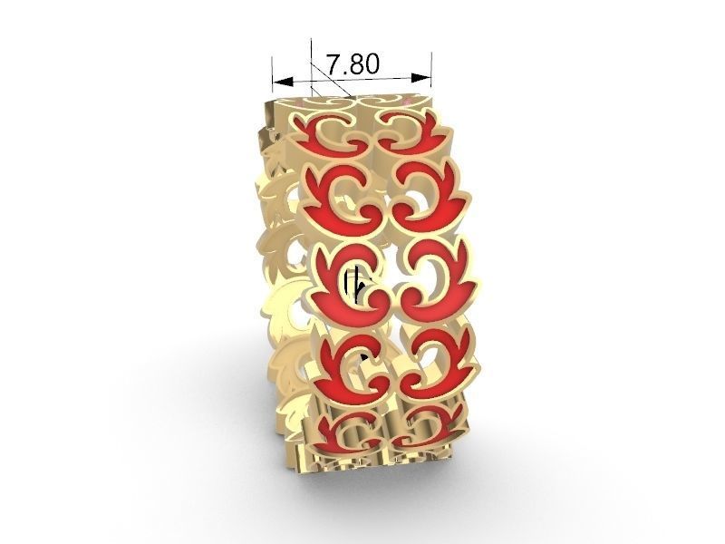 ornamental enamel ring 4 sizes stl verified 3D print model_7