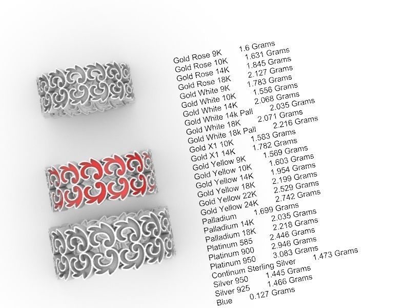 ornamental enamel ring 4 sizes stl verified 3D print model_32