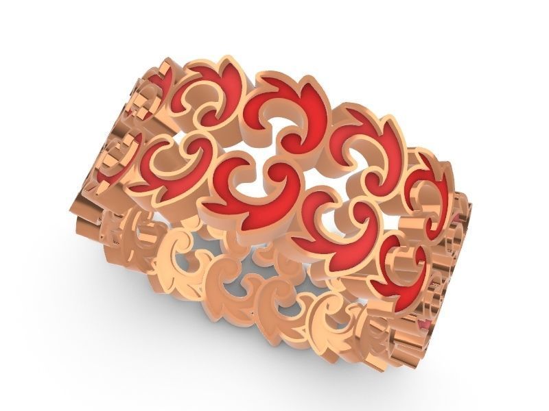 ornamental enamel ring 4 sizes stl verified 3D print model_19