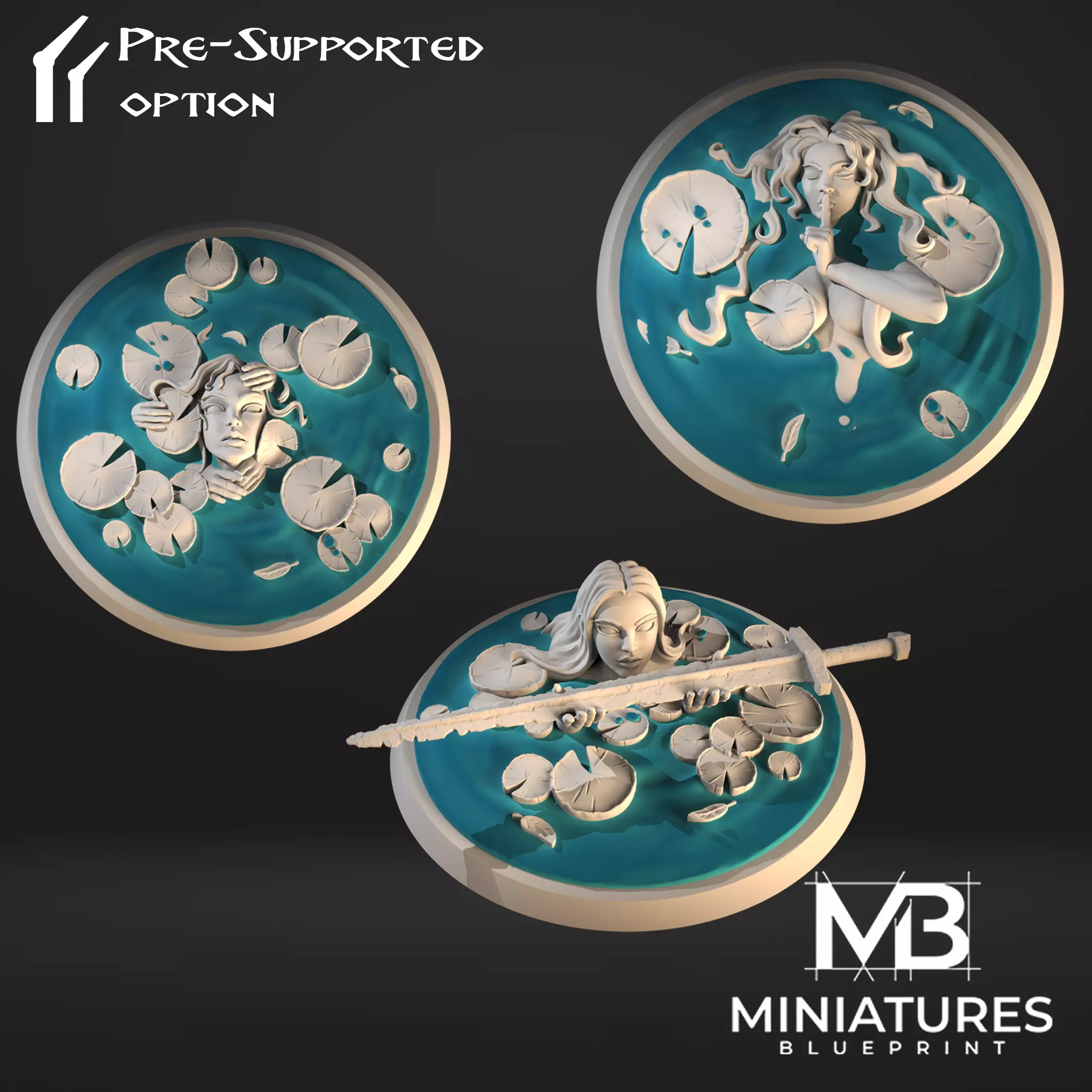 50mm Bases Water Nymphs 3D print model_0