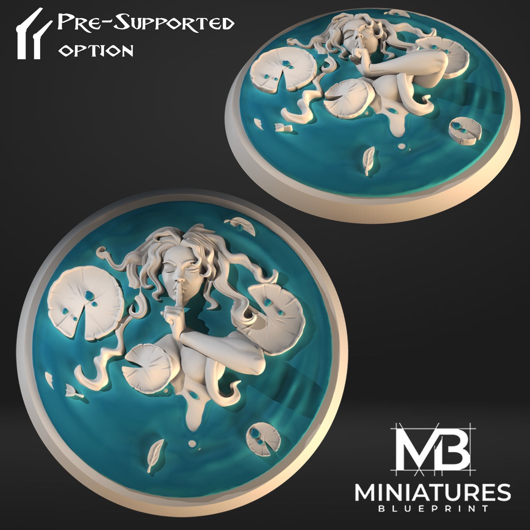 50mm Bases Water Nymphs 3D print model_7