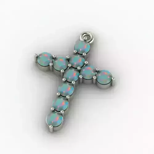 cross opal pendant in sterling silver