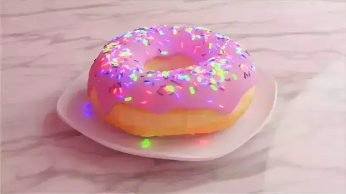 Radioactive donut with glaze and sprinkling on a plate