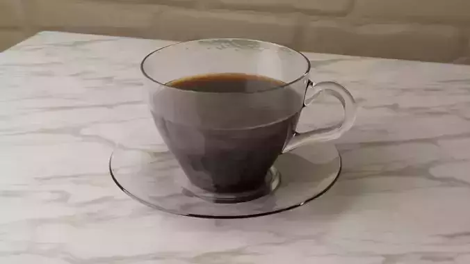 Transparent cup with coffee and condensation on the cup