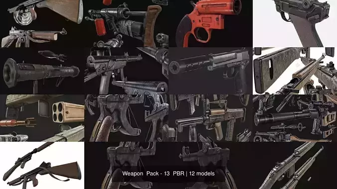  Weapon  Pack - 13  PBR 3D Model Collection