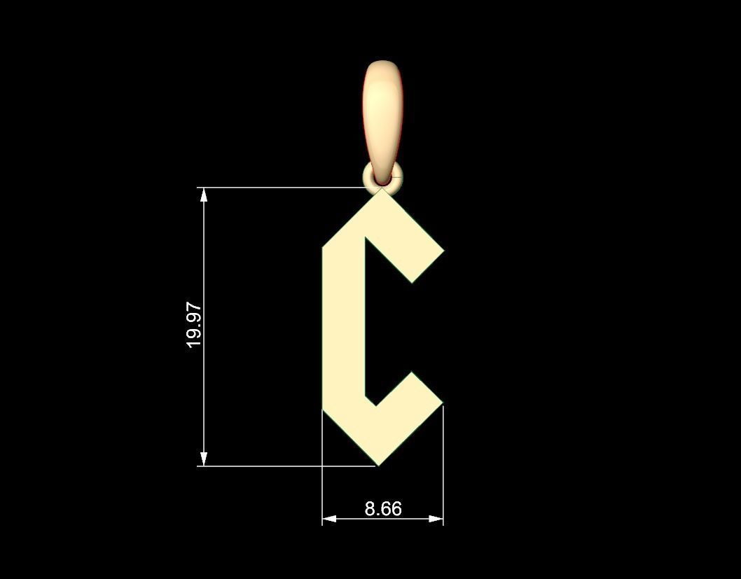 Initial Letters Pendant Squealer C 3D print model_4