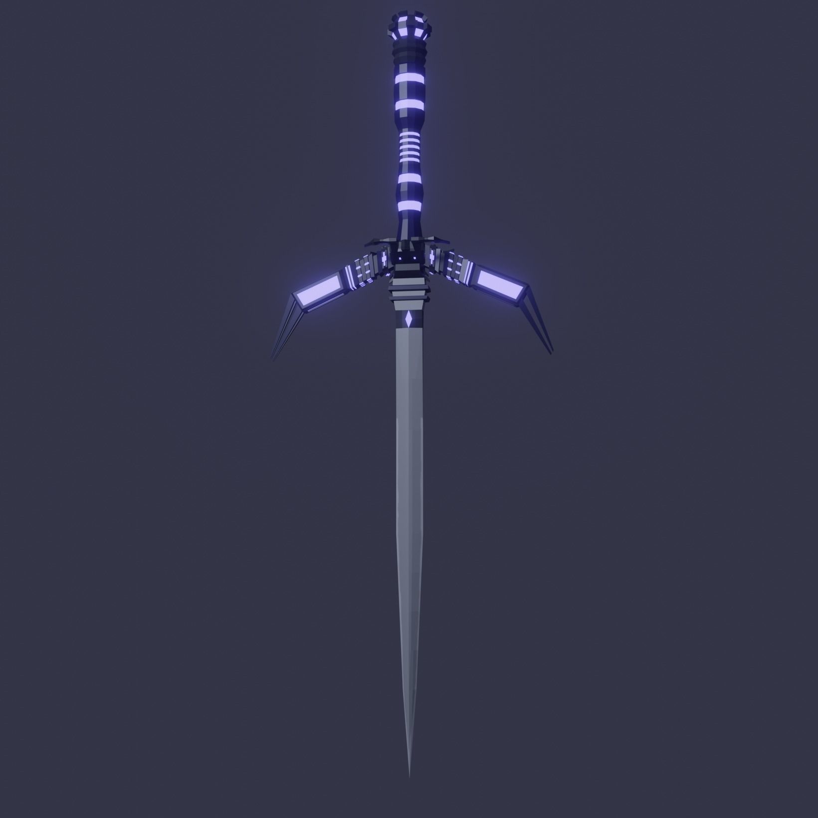 Fantasy Cybernetic Blue Sword Low-poly Game ready  Low-poly 3D model_1