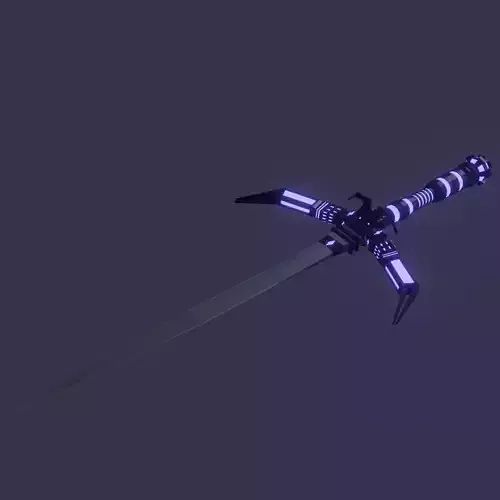 Fantasy Cybernetic Blue Sword Low-poly Game ready 
