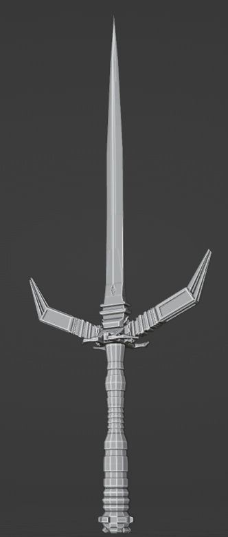 Fantasy Cybernetic Blue Sword Low-poly Game ready  Low-poly 3D model_8