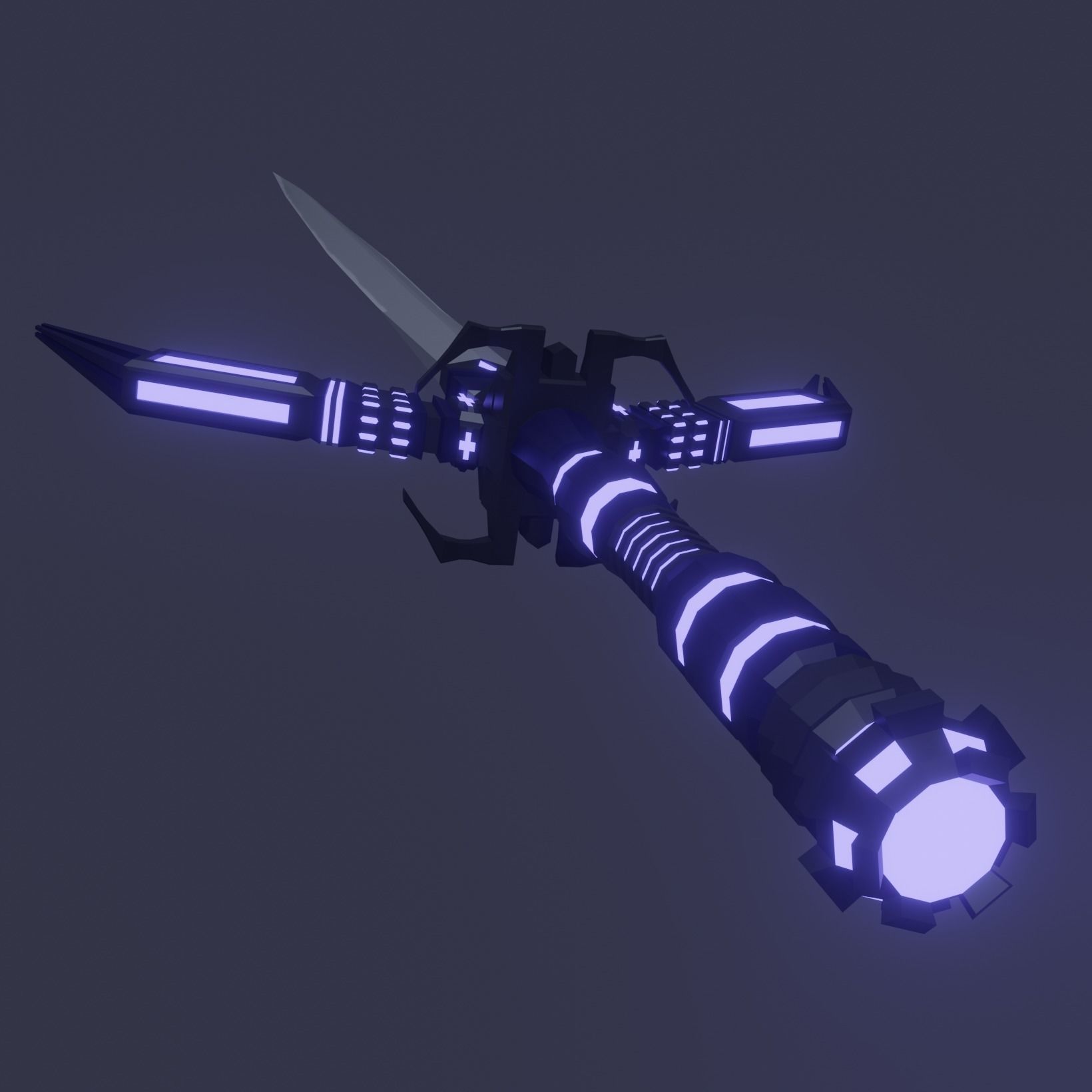 Fantasy Cybernetic Blue Sword Low-poly Game ready  Low-poly 3D model_3