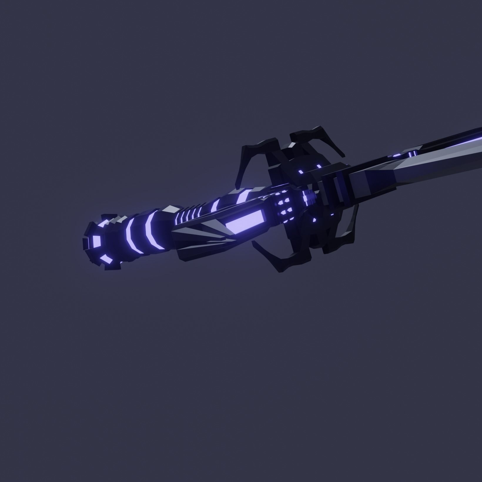 Fantasy Cybernetic Blue Sword Low-poly Game ready  Low-poly 3D model_4