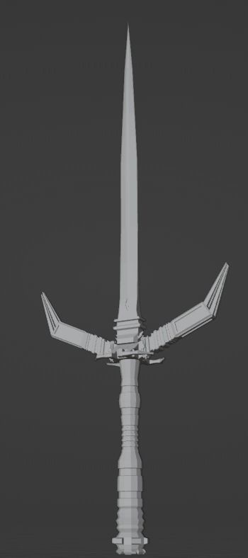 Fantasy Cybernetic Blue Sword Low-poly Game ready  Low-poly 3D model_7