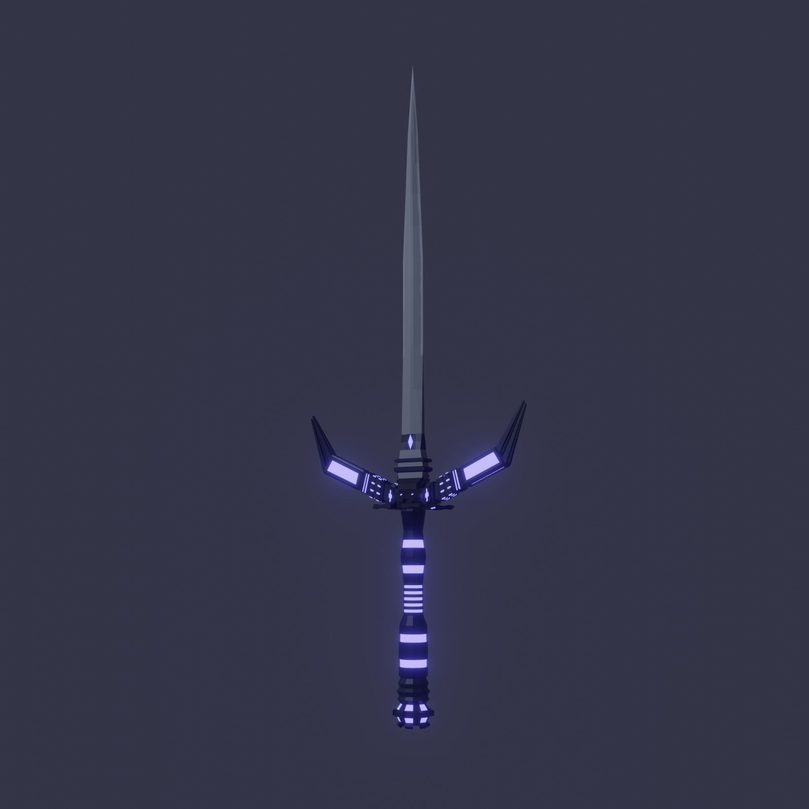 Fantasy Cybernetic Blue Sword Low-poly Game ready  Low-poly 3D model_2