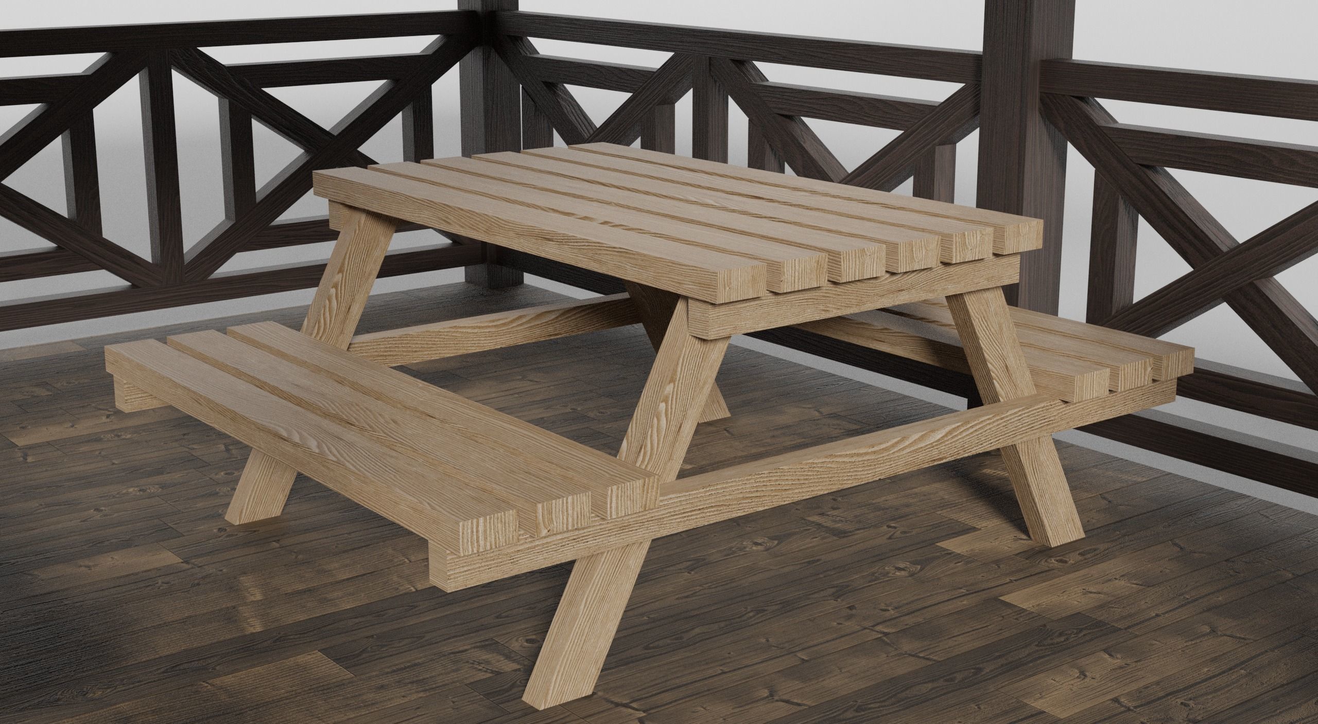 Gazebo Garden Low-poly 3D model_3