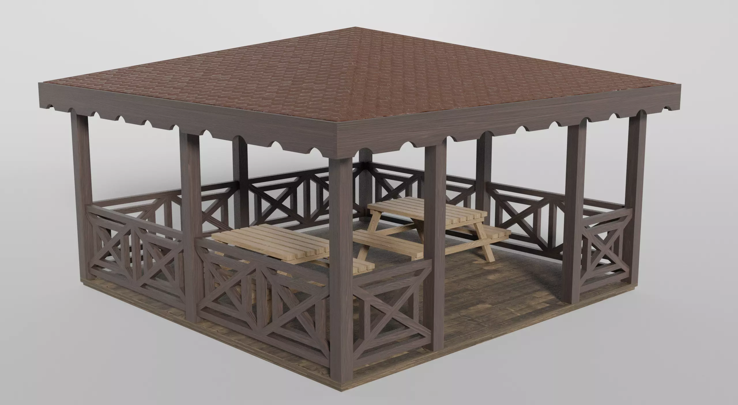 Gazebo Garden Low-poly 3D model_0