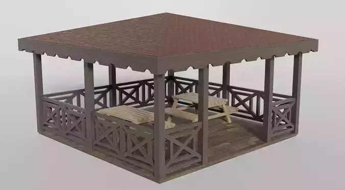 Gazebo Garden Low-poly 3D model