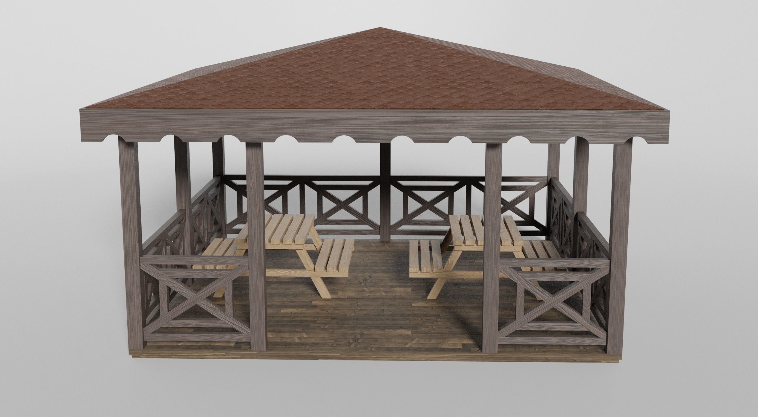 Gazebo Garden Low-poly 3D model_2
