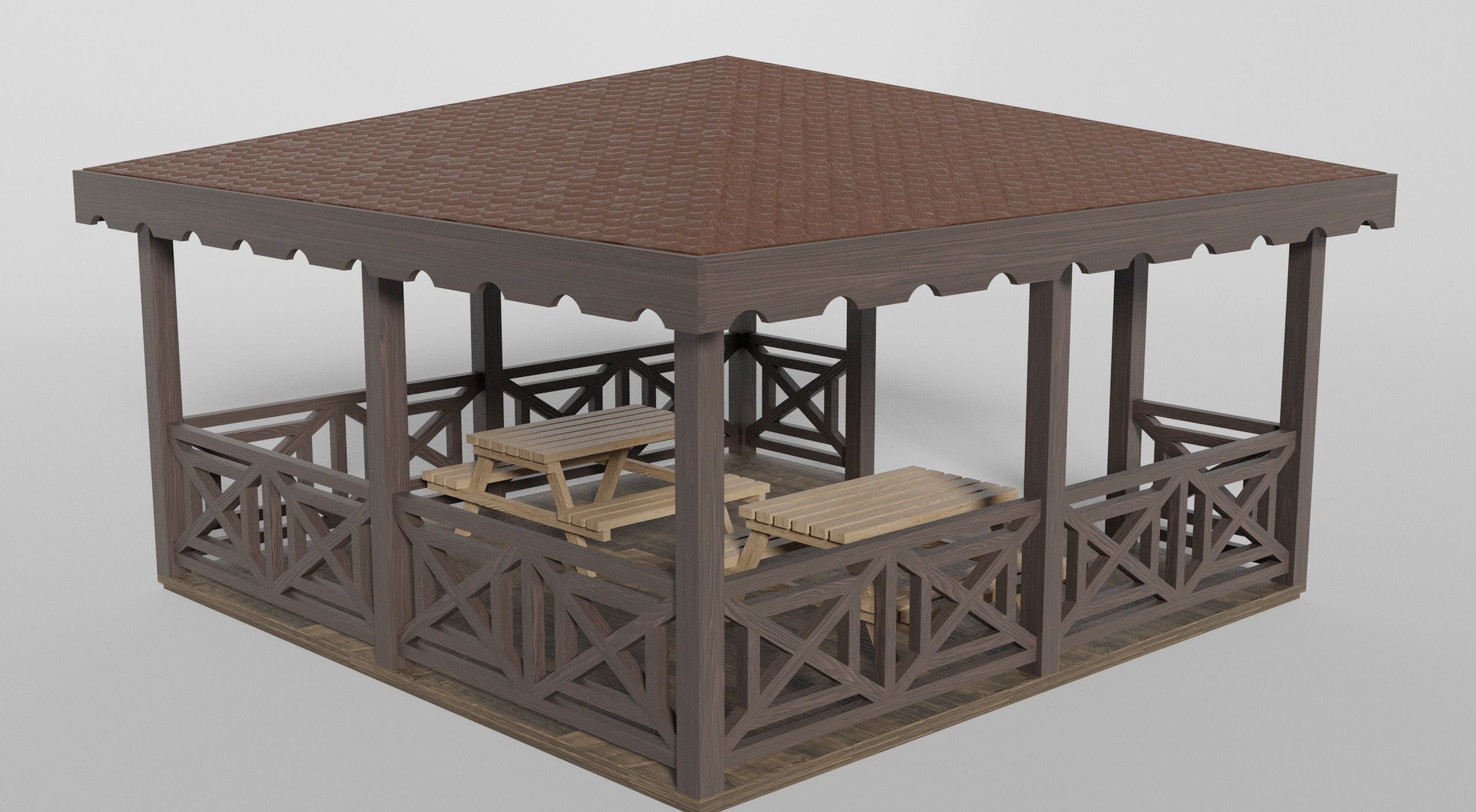 Gazebo Garden Low-poly 3D model_1