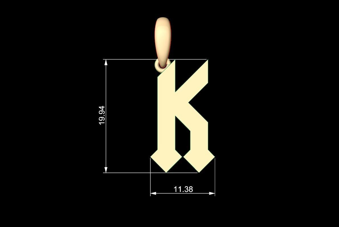 Initial Letters Pendant Squealer K 3D print model_5